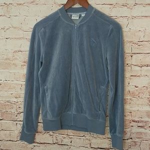 Puma velvet bomber tracksuit jacket blue gray